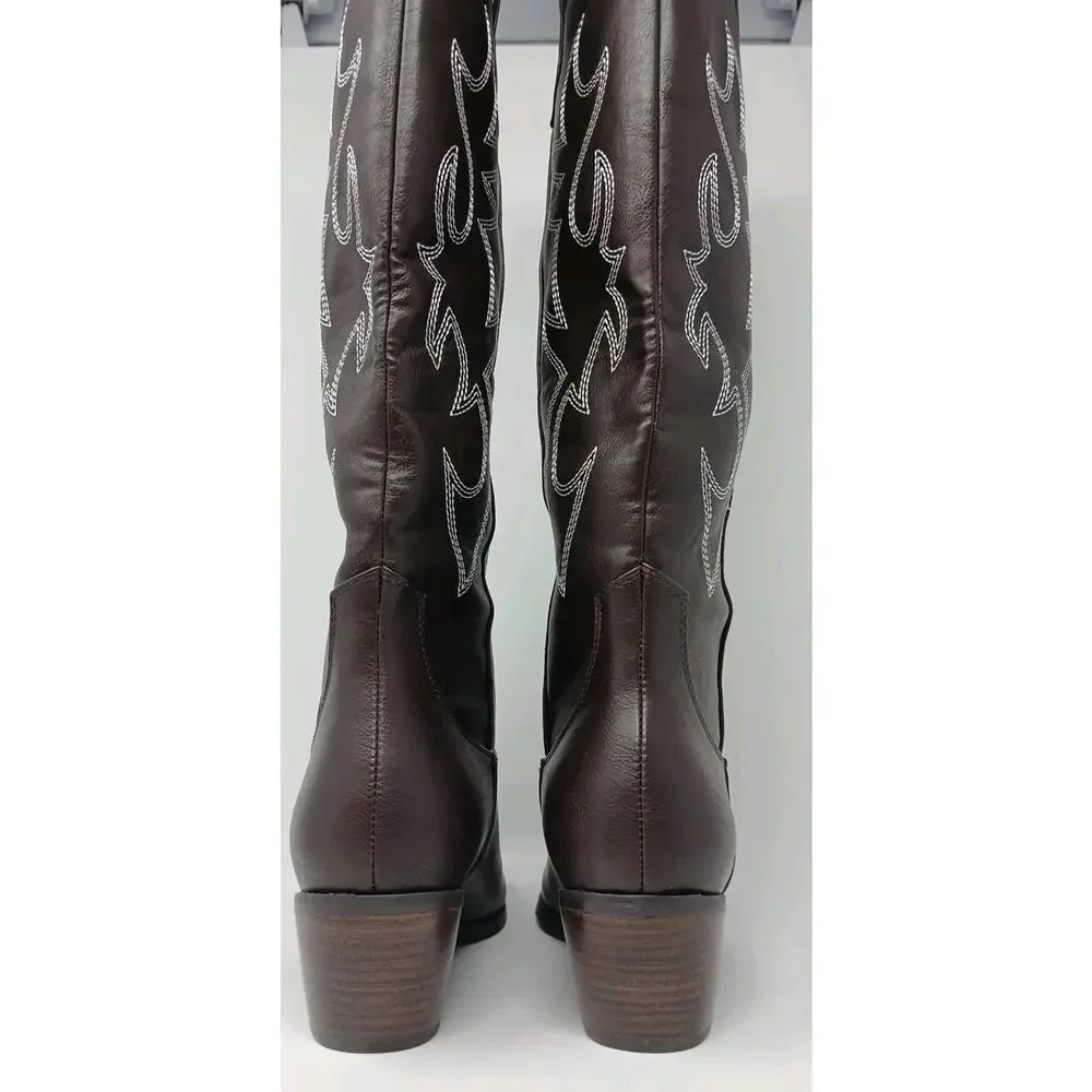 Billini Urson Dark Brown Western Cowboy Boots Women Size US 7 New With Box B992